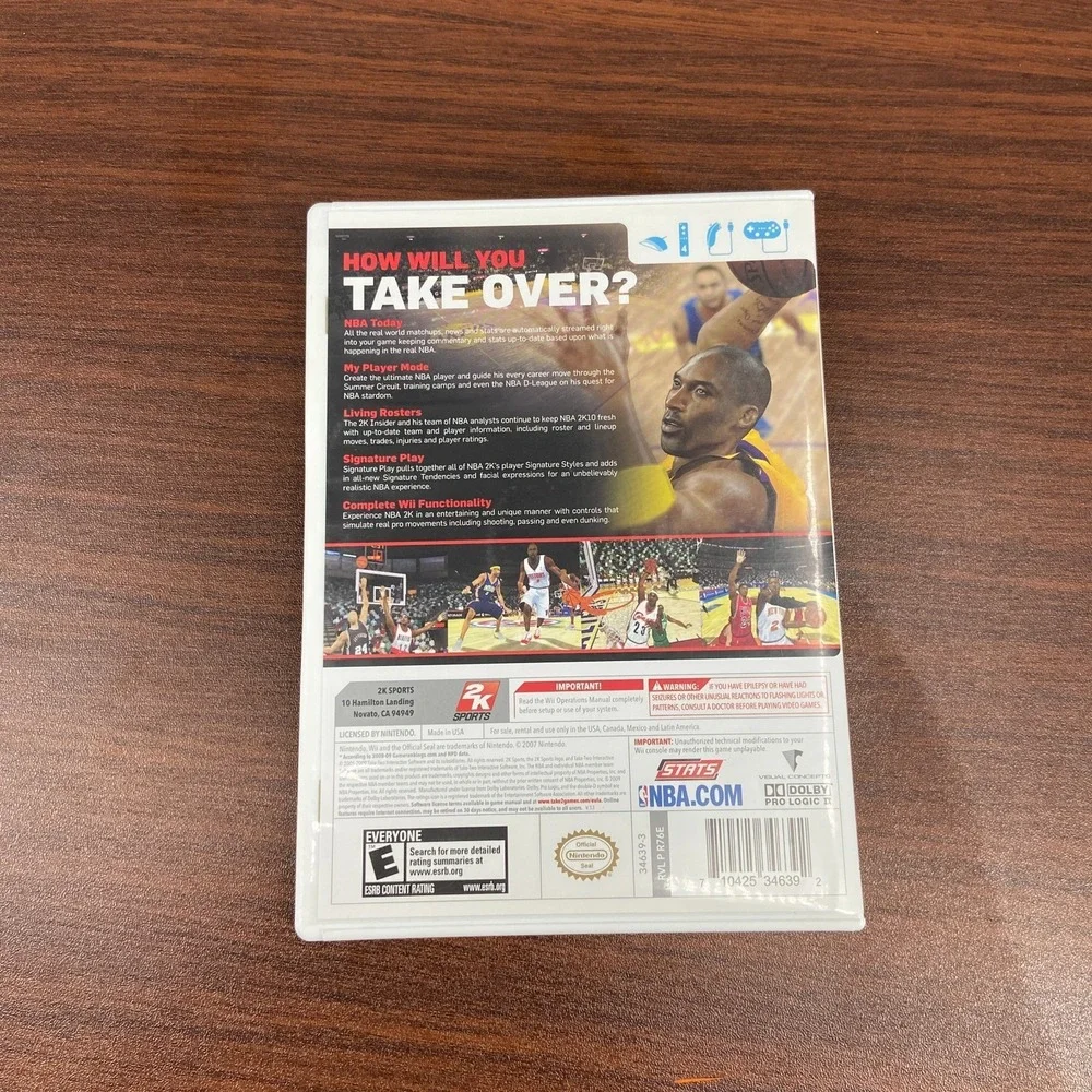 NBA 2K10 Nintendo Wii 2009 2K Games Basketball Sports Simulation Video Game CIB